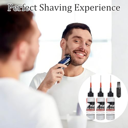 3 Stück Scherkopföl, Öl für Haarschneidemaschine mit Reinigungsbürste, Rasierer Öl, Reibungsminderndes Trimmeröl für Haarschneidemaschinen Haarschneider Rasierer Trimmer(60ML)