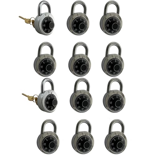 DuoTyga Combination Padlock with Key and Same Code Each Set, 12 Pack 4 Keyed Alike Matching Key, Combination Locker Lock for Toolbox, School and Gym Locker, Employee and Case, Black