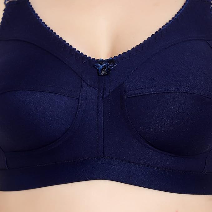 Image of Women's Cotton Blend C-Cup Non-Padded Heavy Bust Seamless Minimizer Full Coverage Non-Wired T-Shirt Everyday Bra Combo Pack of 3