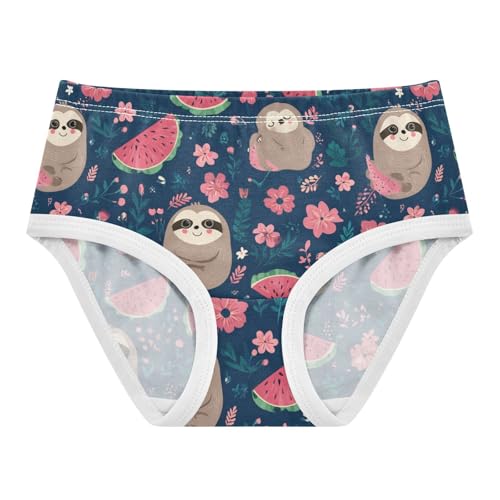 Wusikd Cute Sloths Girls' Underwear Cotton Watermelon Girls Briefs Soft Toddler Underwear 2T