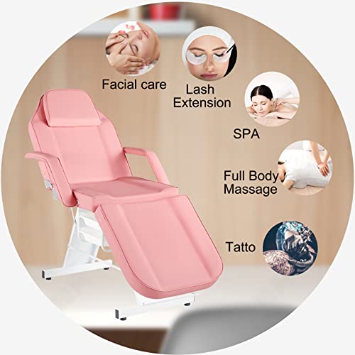 Yuefayteng Tattoo Chair 73Inch Adjustable Massage Bed For Artist With Stool Facial Bed For Client Multipurpose Spa Chairs For Beauty Esthetician Pink #TOP5