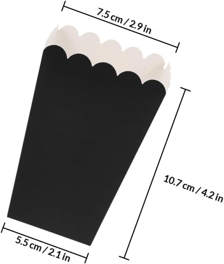IDEANATEGRATE 100pcs Black Paper Popcorn Boxes Snack Containers Disposable Popcorn Packing Boxes for Movie Night Party Wedding Supplies