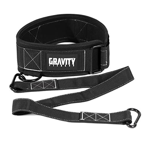 Gravity Fitness 4-in-1 Weightlifting Belt for Strength Workouts - Heavy Duty Nylon Dip Belt for Squat, Pull Up, Sled Pull Belt for Gym, Calisthenics & Resistance Training Accessories