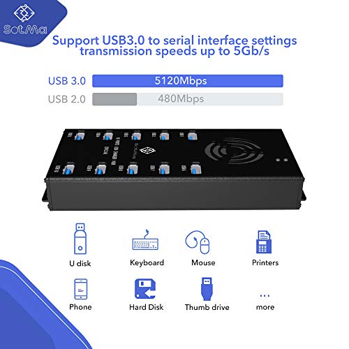 Premium Design Usb 3.0 Hub - Multi-Safety Protection 10-Port Powered Usb Hub 3.0 With Ac Adapter - Usb Splitter With Cooling Fan And Mounting Brackets - Aluminum - Hub For Multiple Devices #TOP1