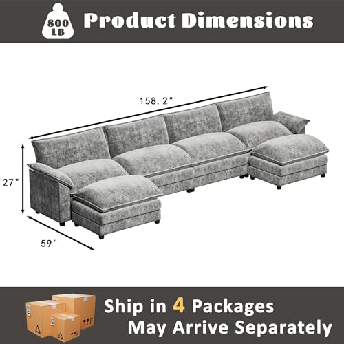 image for Furmax Modern Convertible Sofa U Shaped Couch, Fabric 6 Seat Sofa Set 