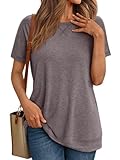 AUTOMET T Shirts Short Sleeve Crewneck Tees for Women Trendy Lightweight Soft Casual Summer Tops Clothes 2025 Rose Taupe L