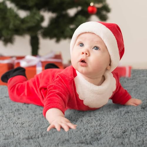 Image of Present Carpet for Room, Shaggy Rugs Fluffy Carpets, Indoor Modern Plush Area Rugs for Living Room Bedroom Kids Room, ETC Grey 5x8 feet