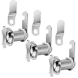 Thumb Operated Offset Cam Lock, 1-1/8” Cylinder Fits on 7/8” Max Door Thickness, Non-Locking Replacement Lock for RV Compartment Camper Storage, Cabinets,Drawers (1-1/8 Inch 3Pack)
