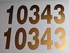 Set of Two 2.5"h x 12"w HOA Mailbox Numbers in Gold - Vinyl Decals - Arial Helvetica BT - Die Cut Stickers #2
