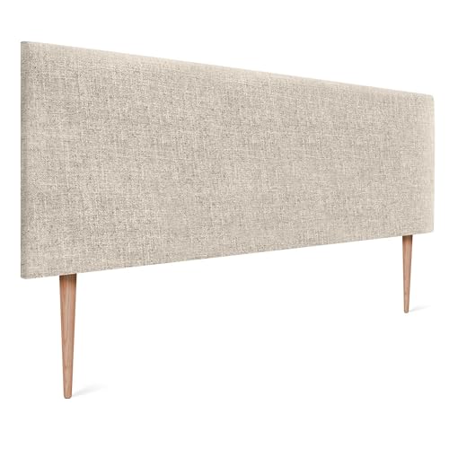 DHOME Tête de lit en Lin Naturel uni avec Pieds Tête de lit rembourrée Chambre à Coucher Moderne...