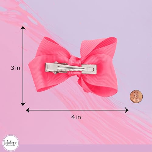 Lazo de peluquería 4 pulgadas para niñas color rosa fuerte miniatura 5