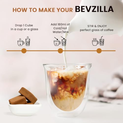 Image of Bevzilla 30 Assorted Instant Coffee Cubes Pack with Date Palm Jaggery, 4 Flavours, Arabica Coffee, Zero Refined Sugar, Real Ingredients, No Preservatives, Drop Stir and Enjoy | Enjoy Hot & Cold