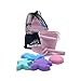 MontiMatre Sandspielzeug Set aus Silikon für Kinder / Netztasche / Strandspielzeug Set für Jungen und Mädchen/ Nachhaltiges Sandspielzeug / Sandeimer und Sandförmchen / Gartenspielzeug (Rosa)