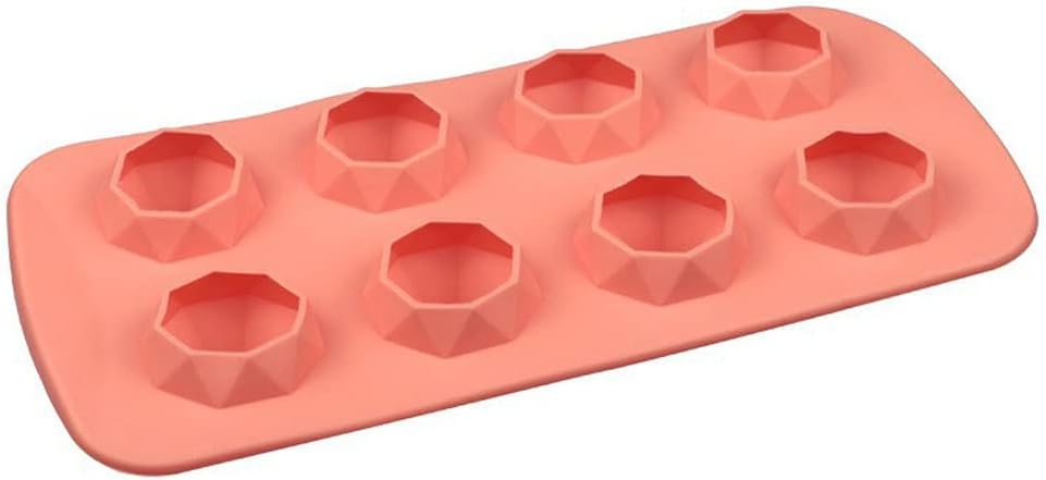 Simple Diamond Silicone Ice Cube Tray Mold 8-Cavity Household Ice Tray Silicone Ice Cream Maker Mould (Color : A)