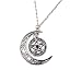 Produktbild Vektenxi  Pentagramm Halskette Legierung Anhänger Pentagramm und Mond Vintage Halskette Geschenk für Freund Silber kreativ und nützlich