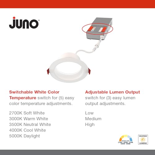 Image of Juno 6 inch Canless Wafer LED Light, 5-in-1 CCT, Deep Regressed Smooth Trim 6Pk