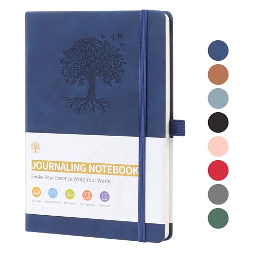 TECDW クラシックなA5ストラップメモ帳,PUレザーカバー日記,192ページ 100gsm厚紙,ビジネスオフィスや日々のメモに最適な、絶妙な罫線入りジャーナル