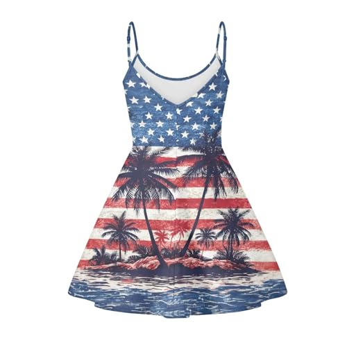 Image of Cozeyat Women Girls Summer Sleeveless Dress Casual Swing Beach Cover Up Knee Length Dresses,Large Size XS-4XL