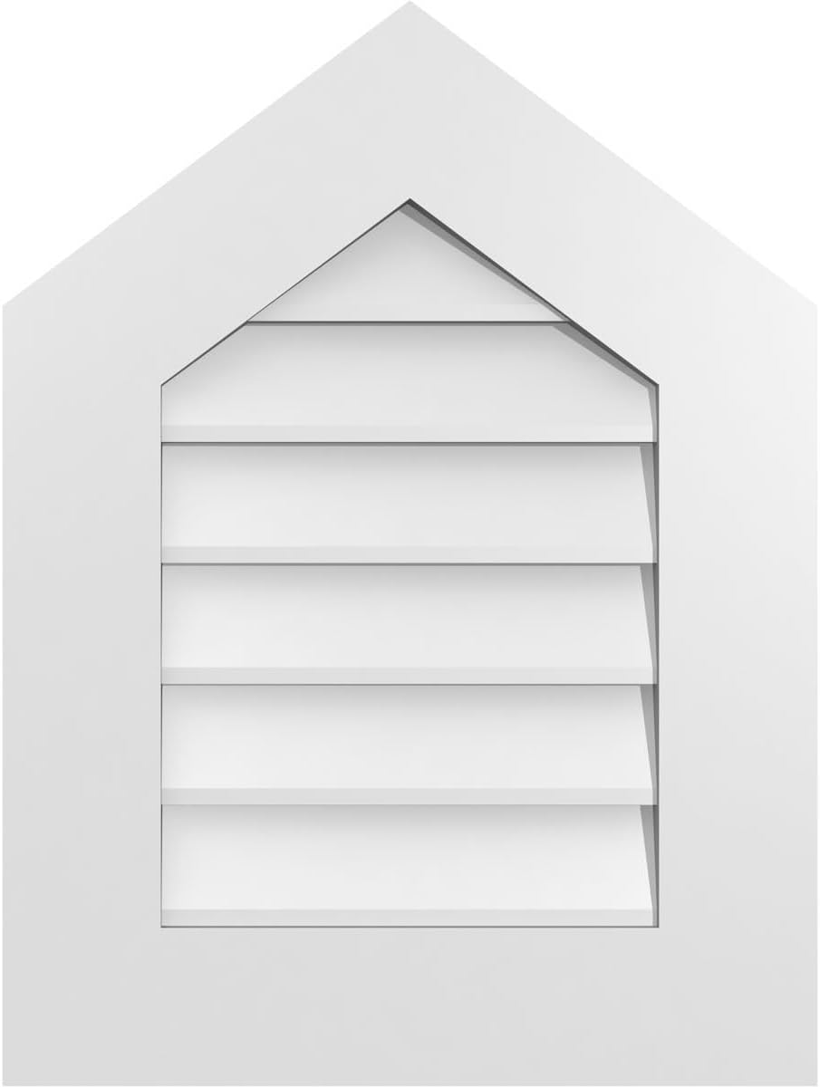 GVSPE18X2401SN-09 Peaked Top Standard Frame, Primed Tan Signature Series Surface Mount Gable Vents, 18-in. W x 24-in. H