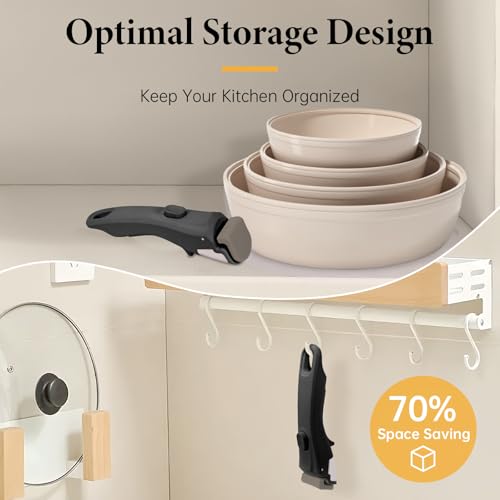 Holylofty Removable Pot Handle Black - Gray, Universal Pan Handle, Replacement for Pots and Pans, Fits All Cookware, Includes Spatula Rest & Drip Pad， Durable & Heat-Resistant - Thumbnail 5