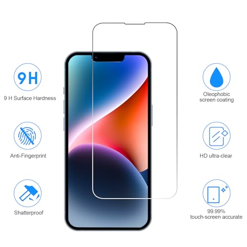 SIBEITU 3 Pack Screen Protector for iPhone 14 Pro with 3 Pack Camera Lens Tempered Glass Protector, 6.1 Inch HD Clear Tempered Glass Film 9H Hardness Scratch Resistent, No Air Bubbles