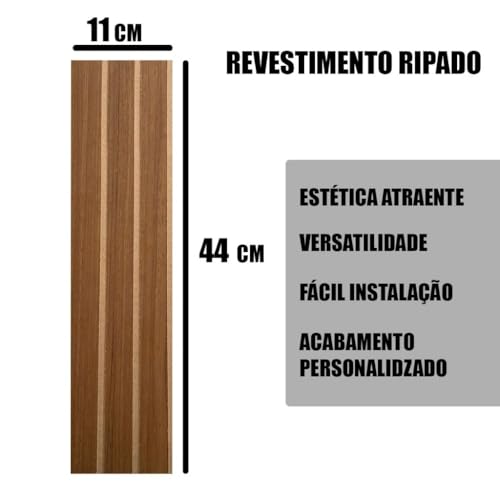 Painel Placa Ripado Em MDF 45x11 cm Auto Colante Kit Com 10 Peças (Caramelo)