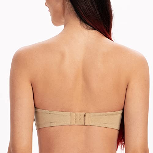 Image of MELENECA Women's Push Up Strapless Bra Padded Underwire Stay Put Lift | Non-slip silicone grip, seamless shaping, lift support and comfortable wear for weddings, dresses and daily outfits