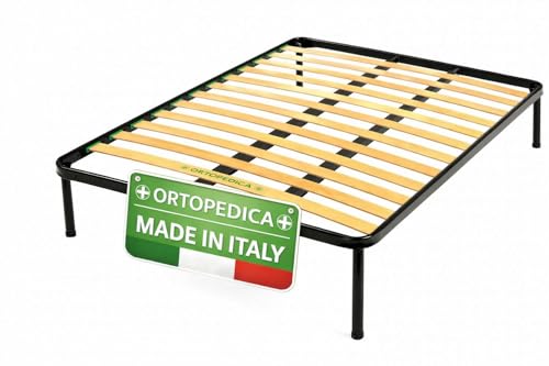 Leonardo - rete letto matrimoniale 160cmx190cm - prodotto 100% - doghe in legno multistrato con telaio in acciaio - prodotto ORTOPEDICO.