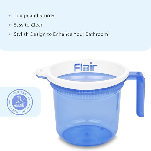Image of FLAIR Estella Crystal Plastic Bath Mug 1.5 LTR - Durable, Lightweight & Stylish - Ideal for Daily Use in Bathroom & Kitchen (Blue)