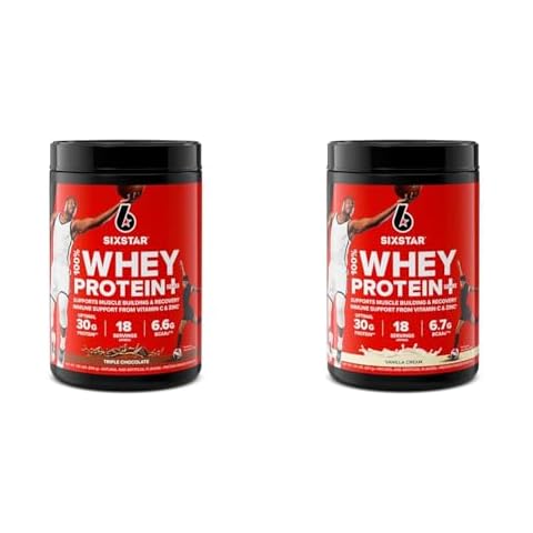 Six Star Elite Series 100% Whey Protein Plus Triple Chocolate 1.8lbs US & Elite Series 100% Whey Protein Plus Vanilla Cream 1.8lbs US Cover