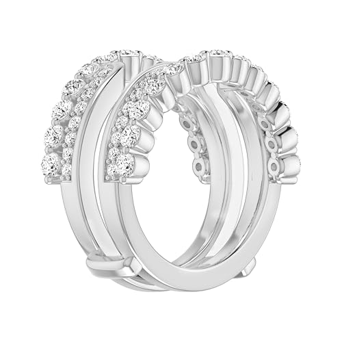 Enhancer Guard Ring, 1.21 Cttw Round Cut Natural Diamond Wrap Ring in 10K White Gold, Women's Engagement Ring, Wedding Ring2