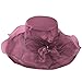 Tea Party Hats for Women Women Organza Kentucky Church Derby Hat Wedding Occasion Floral Wide Brim Fascinator Dressy Sun UV Protection Cap Wine, One Size