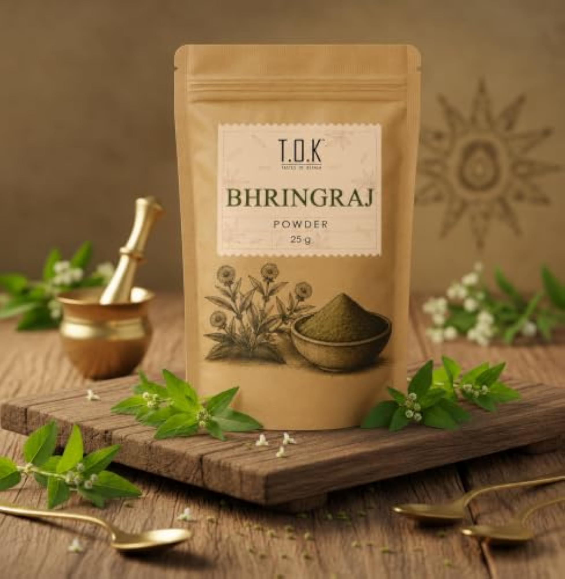 T.O.K Bhringraj Powder 25g, Pure Herbal Hair Care