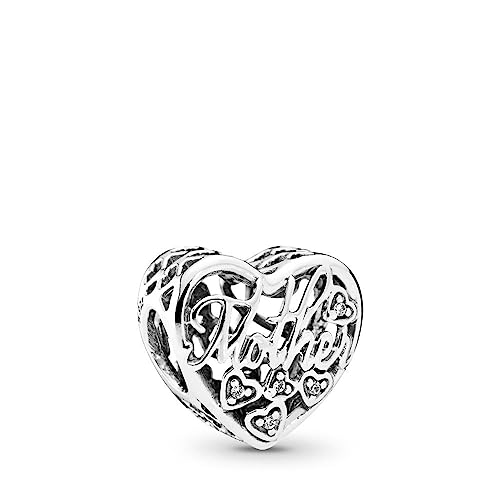 Abalorio de corazón para madre e hijo FGT en plata S925 para pulseras Pandora