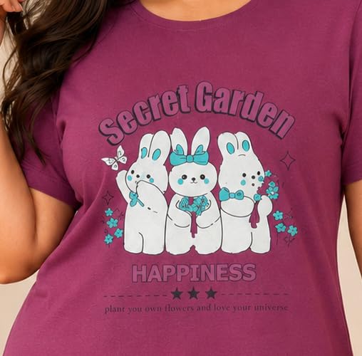 Image of In Love Women's Plus Size Longline T-Shirt with Side Pocket, 3 /4 Sleeve, Crew Neck