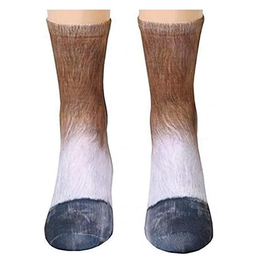 Tiaronics 3D Socks Unisex Adult Animal Paw Crew Socks - Sublimated Print (Horse)