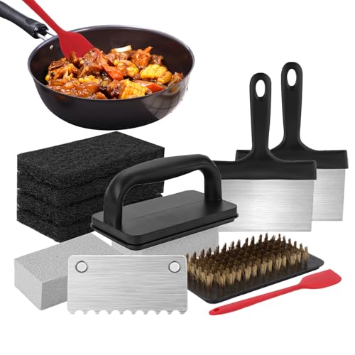 Almohadillas Limpiadoras para Planchas - Almohadillas de Limpieza para Parrilla - Desengrasante Multifuncional Resistente al Calor Ergonómico para Cocina Doméstica, Furgonetas Comida y Acampada