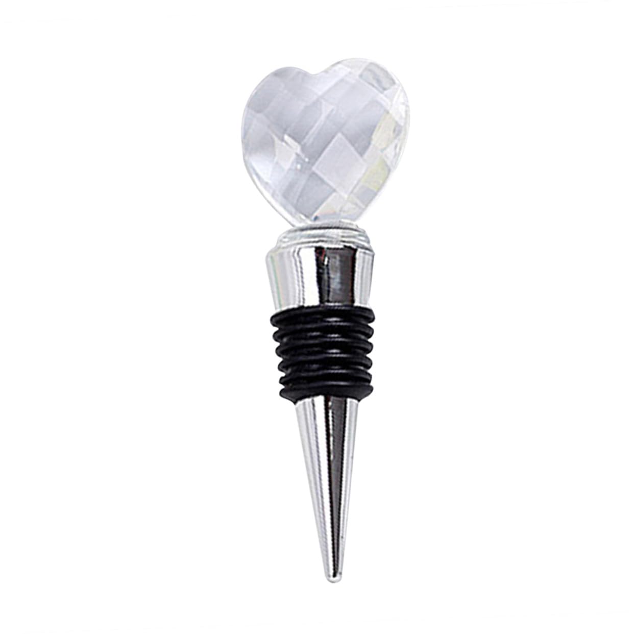 Tapones de vino de cristal con forma de corazón plateados para bodas y recuerdos de eventos