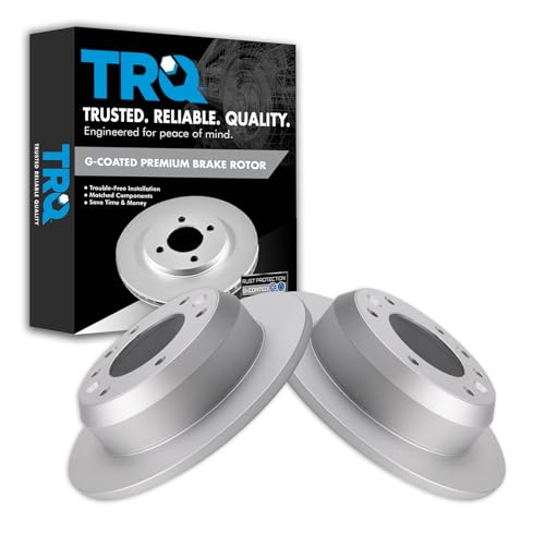 TRQ Rear Brake Rotors Set Solid Premium G-Coated Compatible with 2007-2008 Hyundai Entourage 2006-2014 Kia Sedona