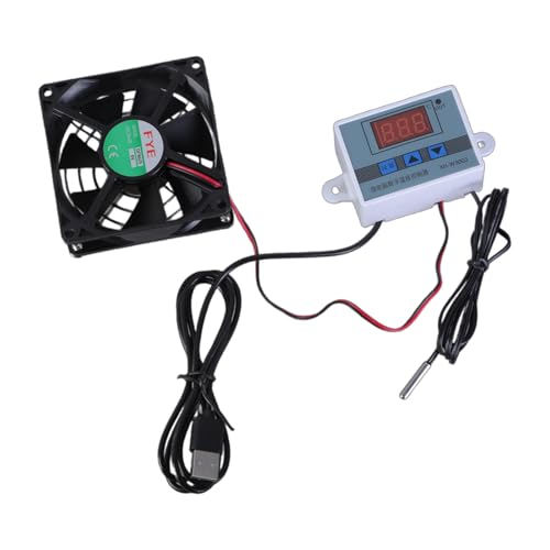 Yooghuge Ventilador de refrigeración de armarios alimentado por USB de 80 mm con controlador multivelocidad para armarios y casas de plantas, 30 ℃/35 ℃/40 ℃
