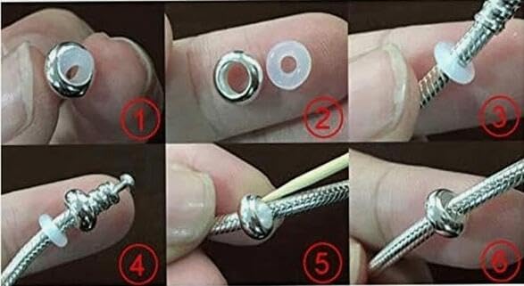 ARTCHARM .925 Sterling Silver Stopper Safety Chain Bead Charm for European Charm Bracelets - Image 5