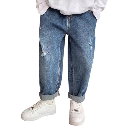 Boys Casual Wide Leg Jeans Comfortable Loose Fit Denim Trousers Stylish Streetwear Pants for Active Kids