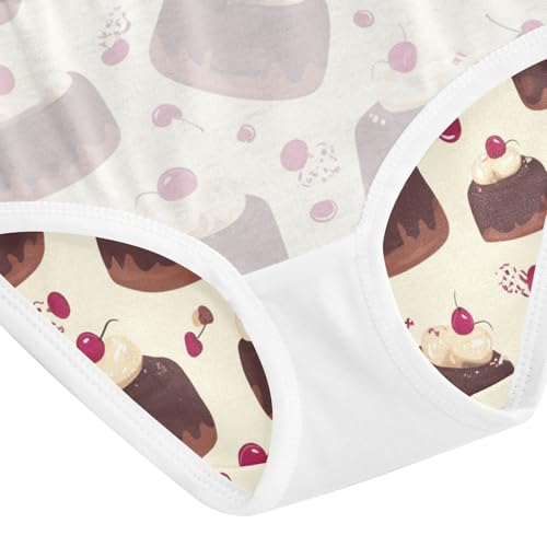 Wusikd Chocolate Cakes Cream Girls' Underwear Cotton Cherries Girls Briefs Soft Toddler Underwear 2T 5