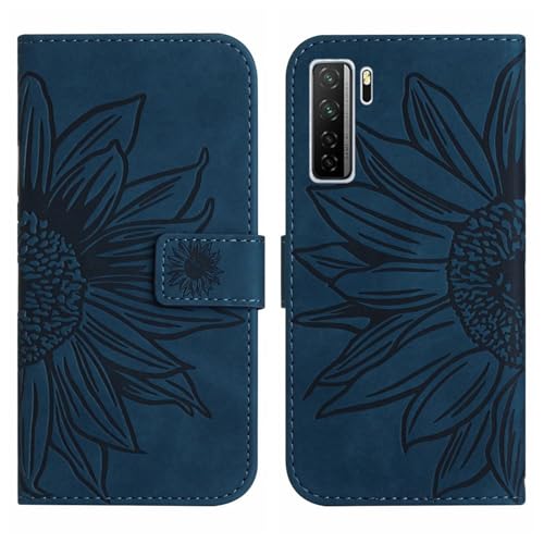 Rfvzubemok Compatible with Huawei P40 lite 5G Cover,Compatible with Huawei P40 lite 5G Flip Kickstand Card Slots Magnetic Closure Phone Case Blue