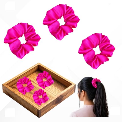 Image of Crunchy Hair Band |Pack of 3|Scrunchie Rubber Band for Hair (Pink)
