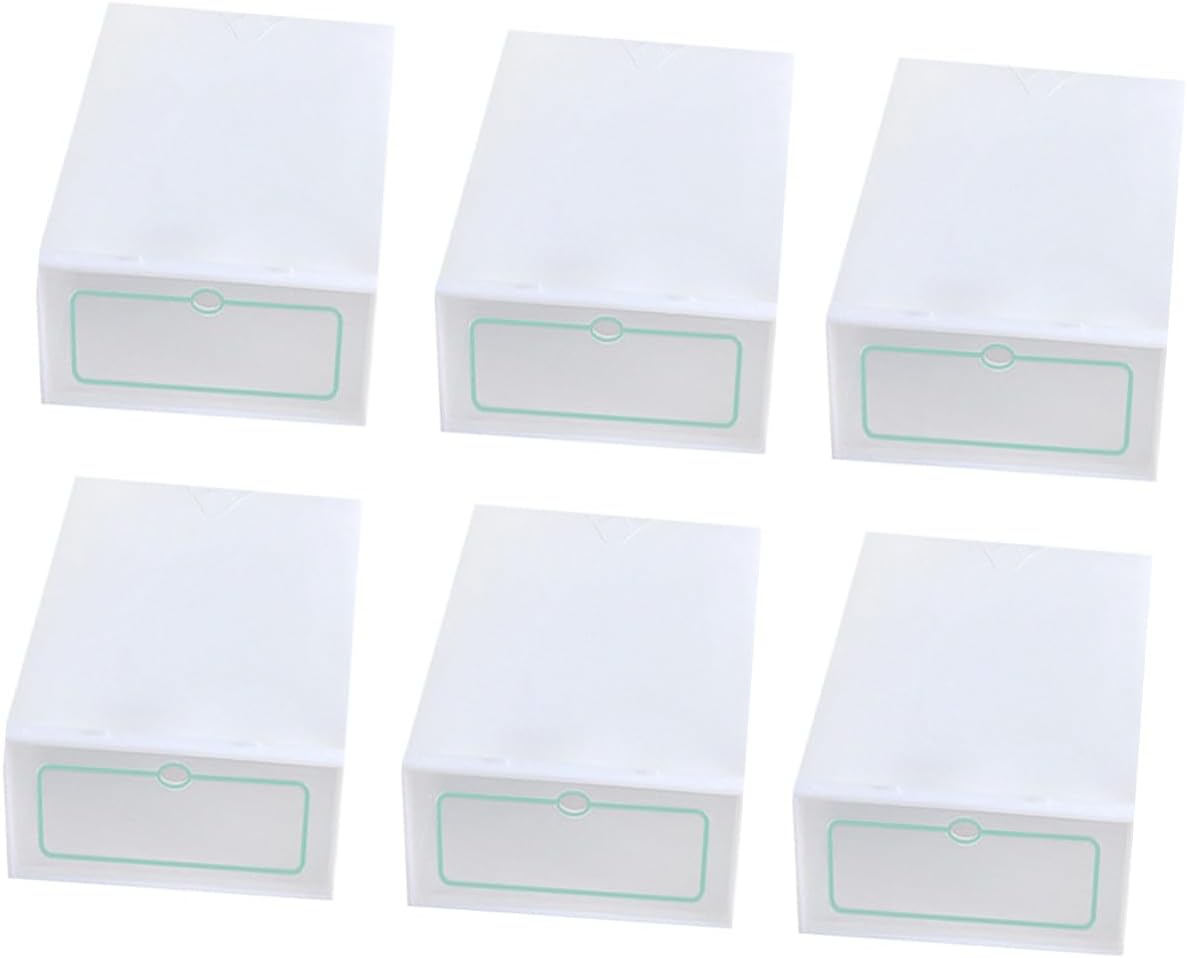 IMIKEYA 12pcs Thickened Plastic Shoe Storage Boxes Stackable Shoe Containers Large Size White for Closet Organization and Entryway Storage