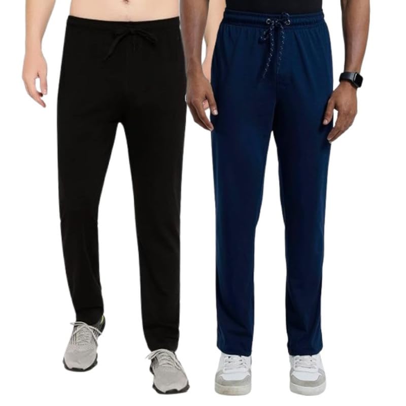 100% Cotton Men's Regular Fit Track Pants Sporty Tack Mens Pack of 2 (3XL) Black-picture-35