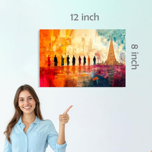 Image of SiddArtify Abstract Landscape Wall Art Prints Set - Colorful Mountain Poster Decor for Living Room Bedroom Office - 8x12 inch Board Pack of 6