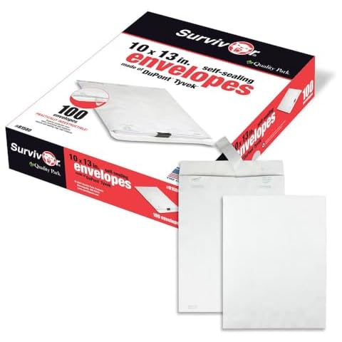 Quality Park Survivor R1580 Tyvek Mailer, 10 x 13, White (Box of 100) Cover