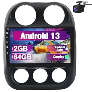 Pyniro Car Radio Stereo Upgrade for Jeep Compass/Patriot 2010-2016, Android Head Unit with 10.1 Inch Touch Screen/Backup Camera/Wireless CarPlay & Android Auto/Mirroring/Wi-Fi/Bluetooth/FM/SWC